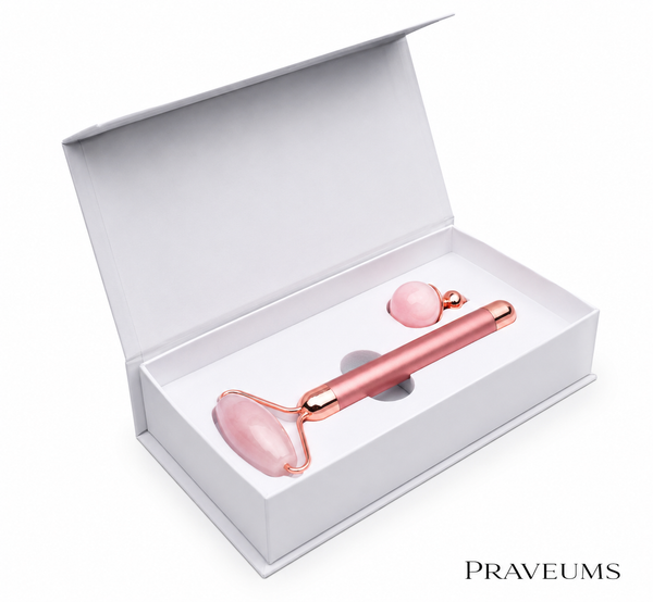 Roller Visage Quartz Rose 2-en-1 – Massage Facial Anti-Âge, Lifting Naturel et Soin Drainant pour le Visage
